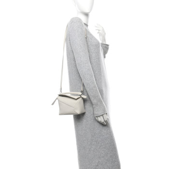 LOEWE Calfskin Mini Puzzle Edge Bag Soft White