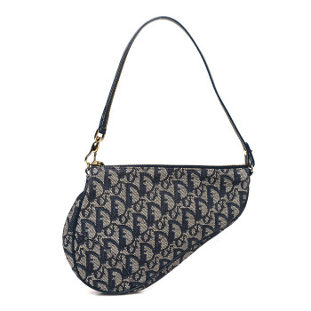 CHRISTIAN DIOR Monogram Mini Saddle Pochette Navy