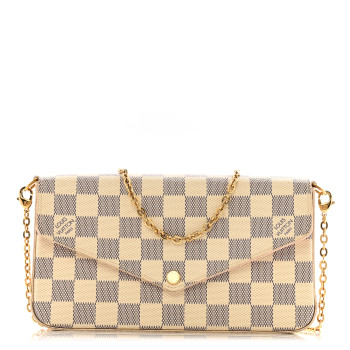 LOUIS VUITTON Damier Azur Pochette Felicie Chain Wallet Rose Ballerine