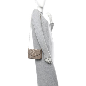 LOUIS VUITTON Empreinte Monogram Giant Felicie Pochette Tourterelle Creme