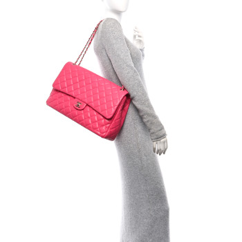 CHANEL Caviar Quilted XXL Travel Flap Bag Dark Pink