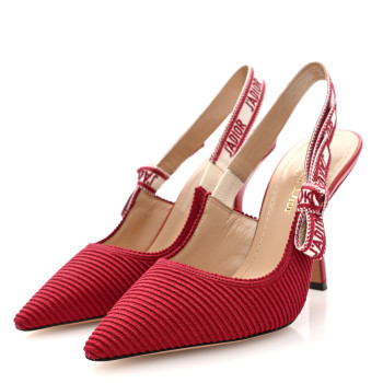CHRISTIAN DIOR Technical Canvas Ribbon J Adior Slingback 100mm Pumps 36 Cherry