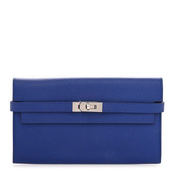 HERMES Epsom Kelly Longue Wallet Bleu Electrique