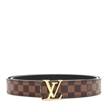 LOUIS VUITTON Calfskin Damier Ebene 25mm LV Iconic Reversible Belt 80 32 Black
