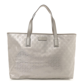 GUCCI Imprime Monogram Medium Zippered Shopping Tote Silver