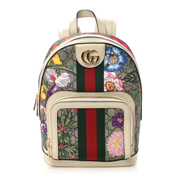 GUCCI GG Supreme Monogram Flora Web Small Ophidia Day Backpack White