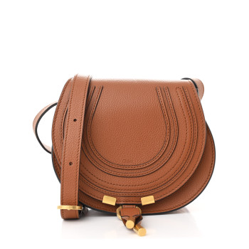 CHLOE Calfskin Mini Marcie Round Crossbody Bag Tan