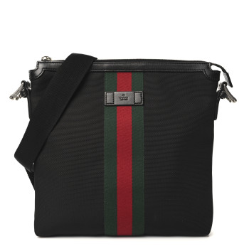 GUCCI Techno Canvas Web Messenger Bag Black