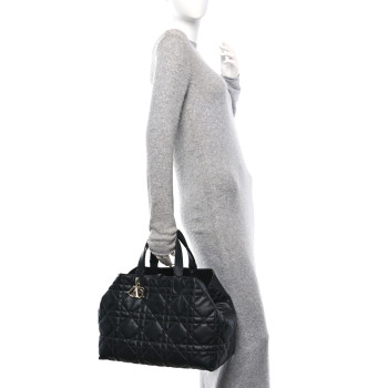 CHRISTIAN DIOR Calfskin Macrocannage Large Toujours Black