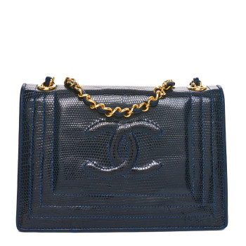 CHANEL Lizard CC Mini Flap Bag Navy