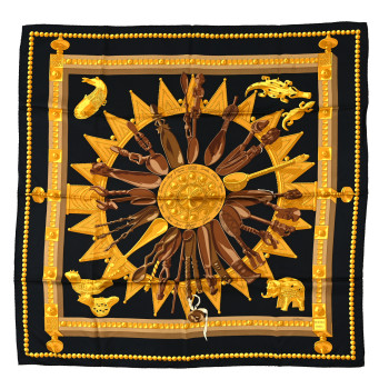 HERMES Silk Cuillers d'Afrique Scarf 90