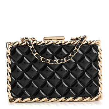 CHANEL Plexiglass Quilted Chain Around Minaudiere Clutch Black