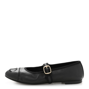 CHANEL Lambskin Mary Jane Flats 36 Black