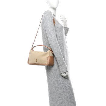 SAINT LAURENT Canvas Calfskin Camera Supple Bag Avorio Vintage Brown