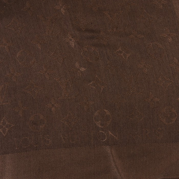LOUIS VUITTON Silk Lurex Wool Monogram Shine Shawl Brown