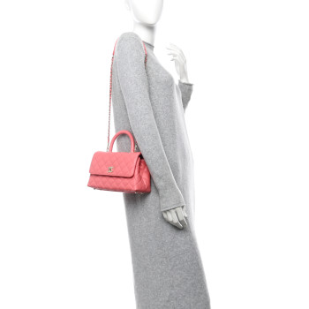CHANEL Caviar Quilted Mini Coco Handle Flap Pink