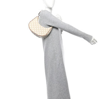 CELINE Canvas Calfskin Ava Triomphe Shoulder Bag White