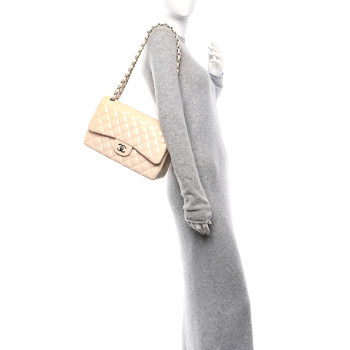 CHANEL Patent Quilted Jumbo Double Flap Light Pink