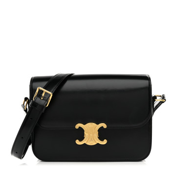 CELINE Shiny Calfskin Medium Triomphe Black