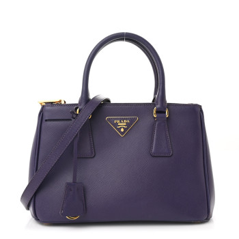 PRADA Saffiano Lux Mini Galleria Double Zip Tote Uva