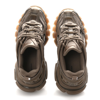 BALENCIAGA Rubber Mesh Monocolor Clear Sole Womens Track.2 Open Sneakers 39 Dark Beige