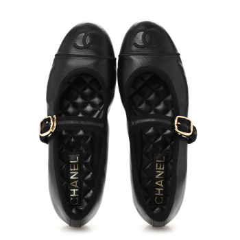 CHANEL Lambskin Mary Jane Flats 36 Black