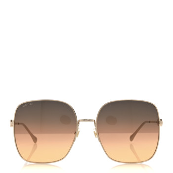 GUCCI Metal Horsebit Square Sunglasses GG0879S Gold