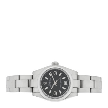ROLEX Stainless Steel 26mm Oyster Perpetual Watch Black 176200
