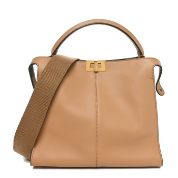 FENDI Vitello Seta Nabuck Pequin Medium Peekaboo X-Lite Cuoio Tabacco Moro
