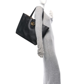 GUCCI New Sakai Calfskin Lux Medium Dahlia Tote Black
