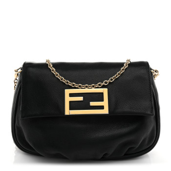 FENDI Vitello Flamingo Fendista Pouchette Crossbody Black