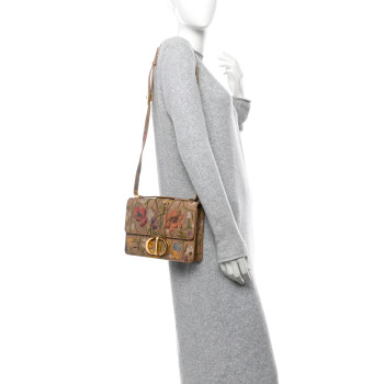 CHRISTIAN DIOR Calfskin Floral Printed 30 Montaigne Flap Bag Cuivre Multicolor