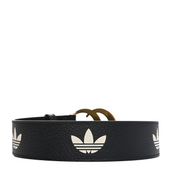 GUCCI X ADIDAS Textured Dollar Calfskin Double G 40mm Belt 75 30 Black