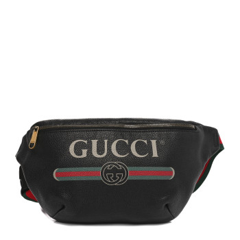GUCCI Grained Calfskin Logo Belt Bag Black