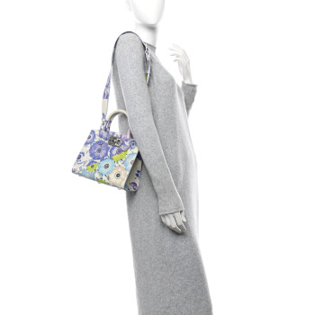 SALVATORE FERRAGAMO Calfskin Floral Print Small The Studio Bag Mascarpone