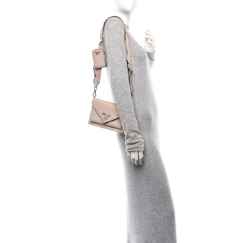 PRADA Saffiano City Calfskin Mini Envelope Bag Water Lily