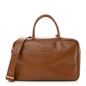 MIU MIU Soft Calf Softy Large Beau Top Handle Bag Cognac