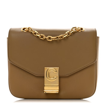 CELINE Shiny Calfskin Medium C Bag Camel