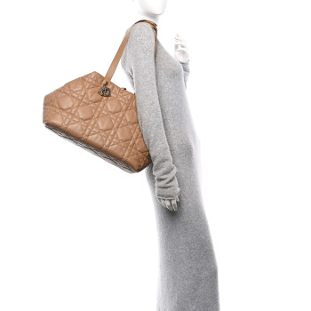 CHRISTIAN DIOR Calfskin Macrocannage Large Toujours Tan