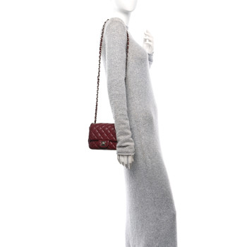 CHANEL Lambskin Quilted Mini Square Flap Burgundy