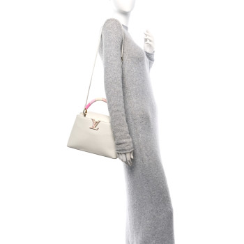 LOUIS VUITTON Taurillon Lambskin Calfskin Capucines BB Snow White