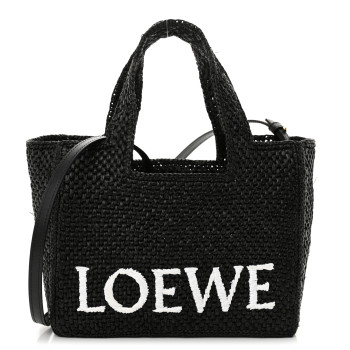 LOEWE Raffia Small Paula's Ibiza Logo Tote Black White