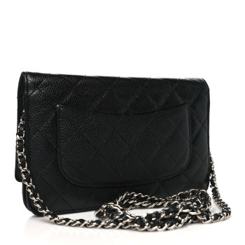CHANEL Caviar Quilted Wallet on Chain WOC Black