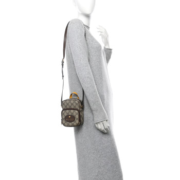 GUCCI GG Supreme Monogram Mini Neo Vintage Double Zip Messenger Bag Beige New Acero Crop