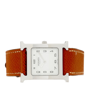 HERMES Stainless Steel Epsom 26mm Heure H Hour Quartz Watch Gold
