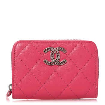 CHANEL Caviar Quilted Coco Chanel CC Zip Coin Purse Fuchsia