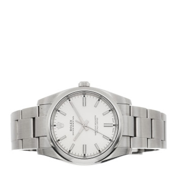 ROLEX Stainless Steel 34mm Oyster Perpetual Watch White 114200