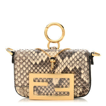 FENDI Snakeskin Nano Maxi Buckle Baguette Charm Daisy Roccia