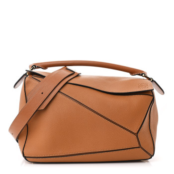 LOEWE Soft Grained Calfskin Medium Puzzle Bag Light Caramel