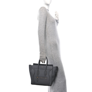 CELINE Baby Drummed Calfskin Micro Luggage Kohl
